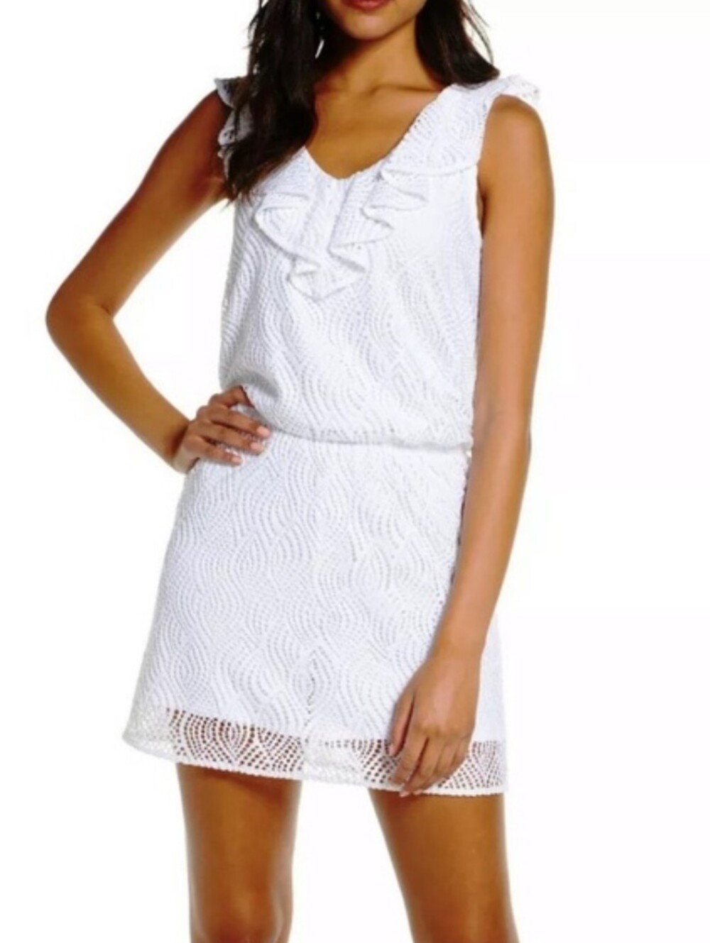 Lilly Pulitzer Alessa romper XS sleeveless resort white flowing leaf lace
